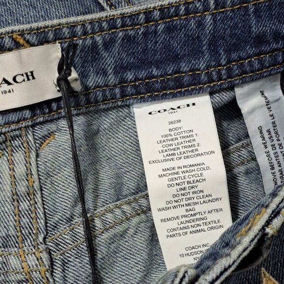 Coach Women's Retro Denim Patchwork Sequin Embroidered Jeans High Waist Size 8 - Picture 8 of 8